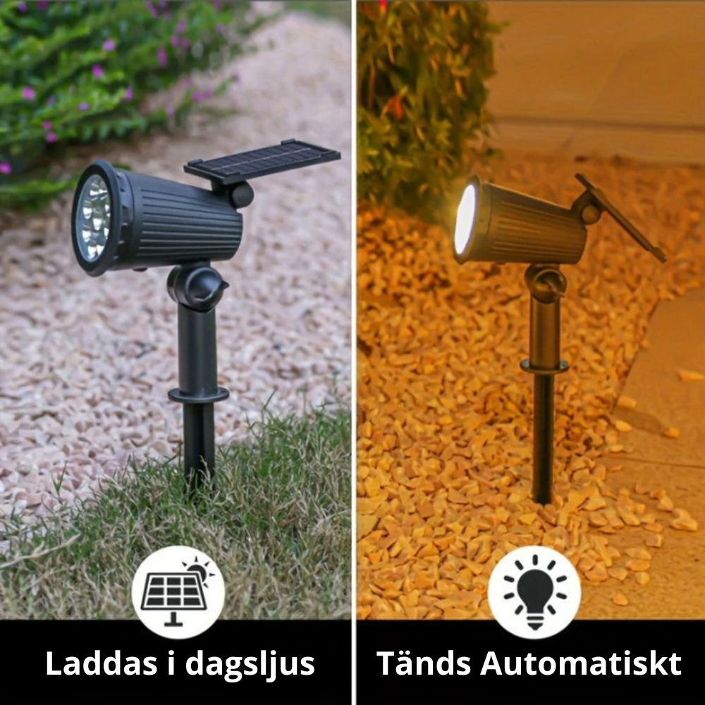 Solstråle - Solcelledrevet spotlight